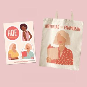 BOLSA DE TELA + STICKERS HISTORIAS QUE ENAMORAN PENGUIN