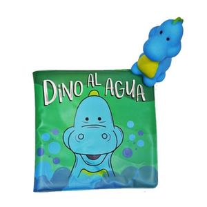 DINO AL AGUA - LIBRO DE BAÑO + DINO DE GOMA CON CHIFLE