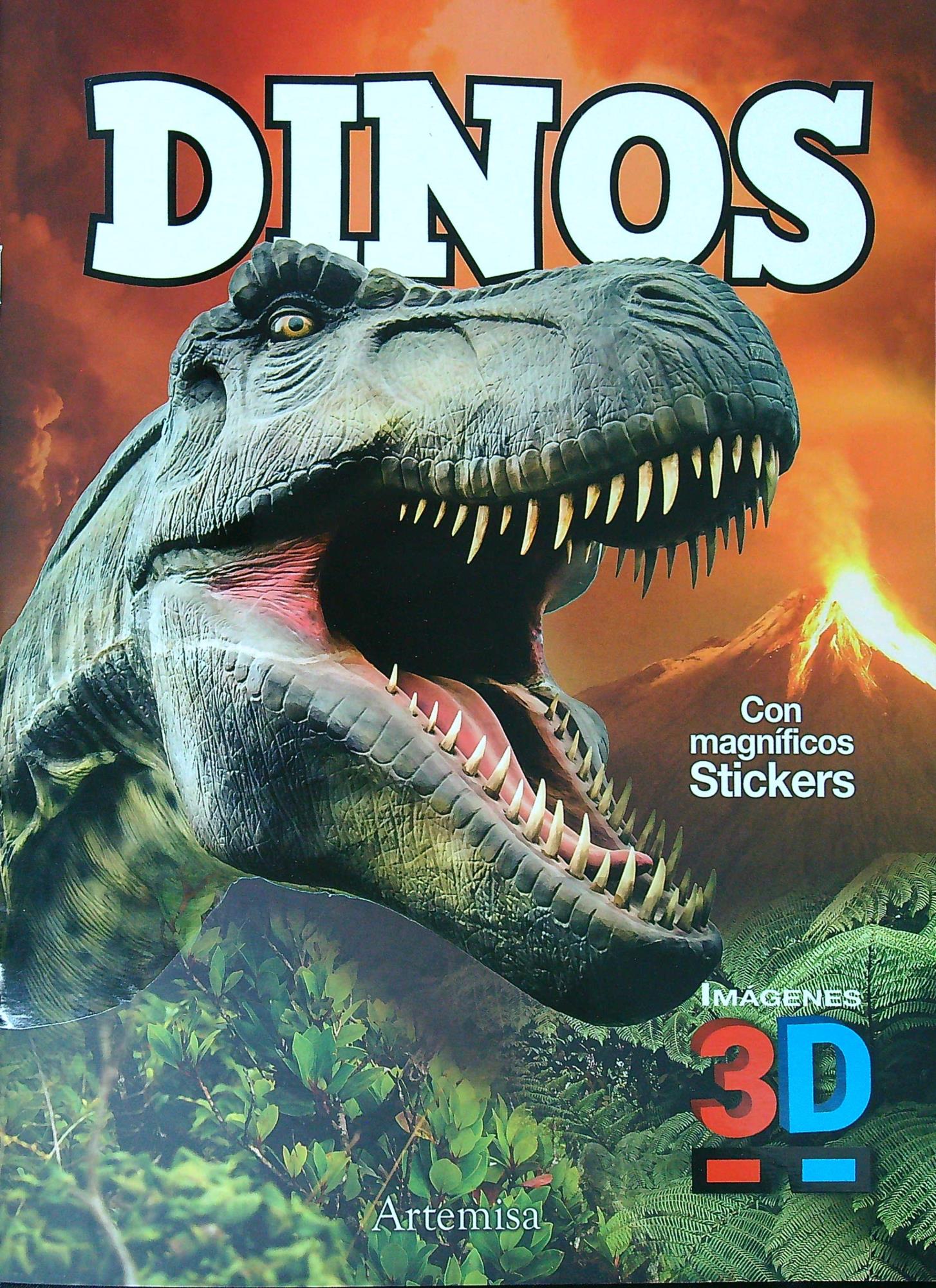 DINOS CON MAGNIFICOS STICKERS + IMAGENES 3D (INCLUYE ANTEOJOS 3D)